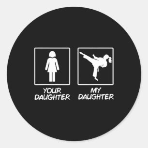 Pegatina Redonda Funny Karate Mom Martial Arts Hija Black Belt