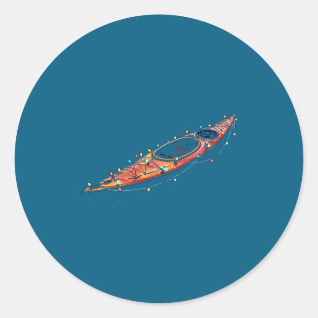 Pegatina Redonda Funny Kayak Christmas Graphics Lights Lover Kayaki (Anverso)