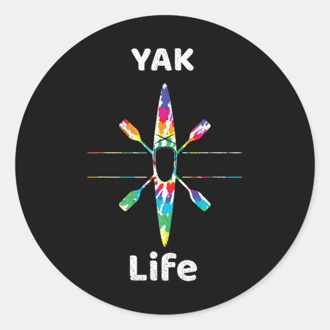 Pegatina Redonda Funny Kayaking Gift Yak Life Boating Kayak Paddle  (Anverso)