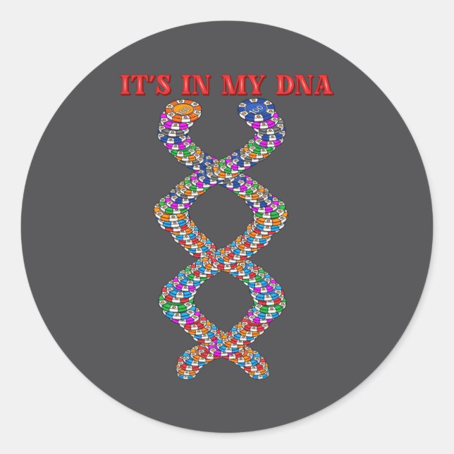 Pegatina Redonda Funny Ker Player Texas Holdem Casino Ker  (Anverso)