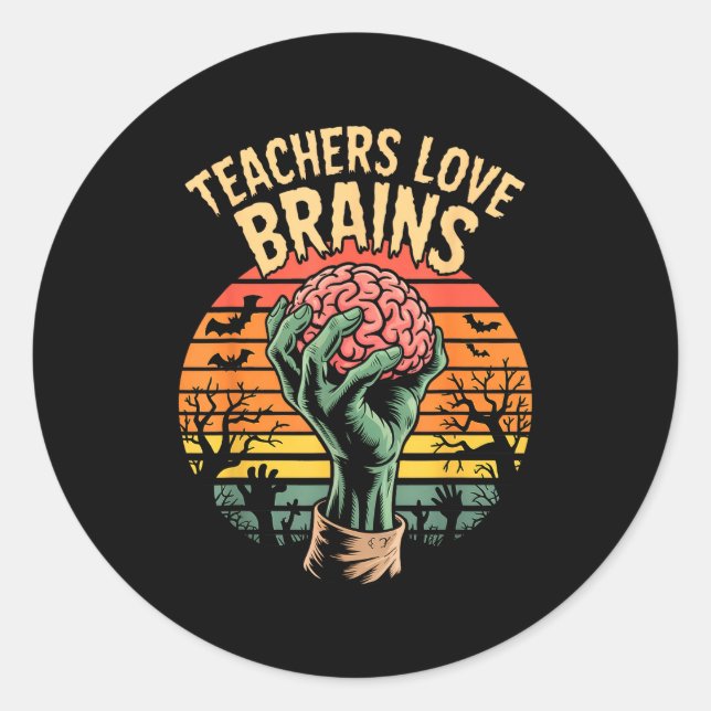 Pegatina Redonda Funny Key Quote All Teachers Love Brains Cool Hall (Anverso)