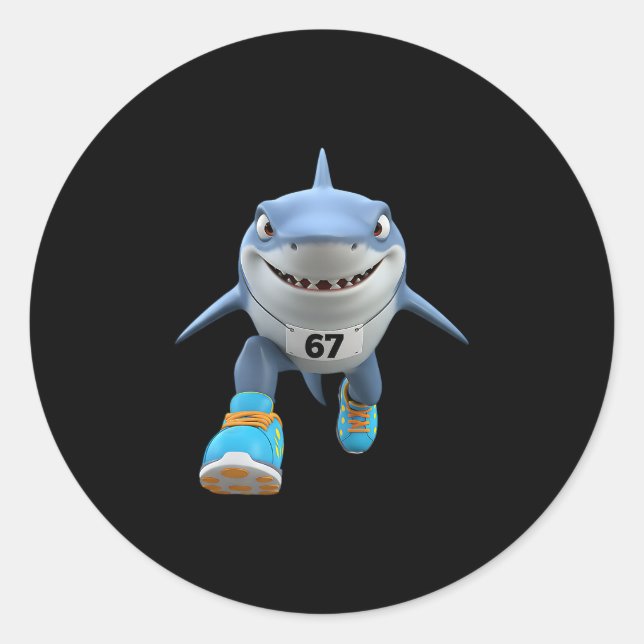 Pegatina Redonda Funny Kids 67 Meme Tralalero Tralala Runner Italia (Anverso)