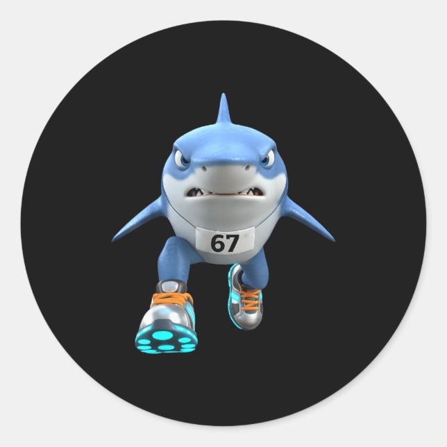 Pegatina Redonda Funny Kids 67 Meme Tralalero Tralala Runner Italia (Anverso)