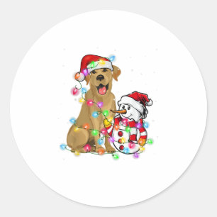 Pegatina Redonda Funny Labrador Perro Navidades Tee Snowman Xmas Li