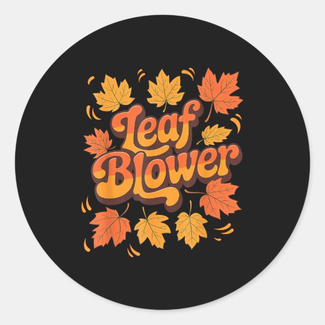 Pegatina Redonda Funny Leaf Blower Fall Costume Couple Halloween Ma (Anverso)