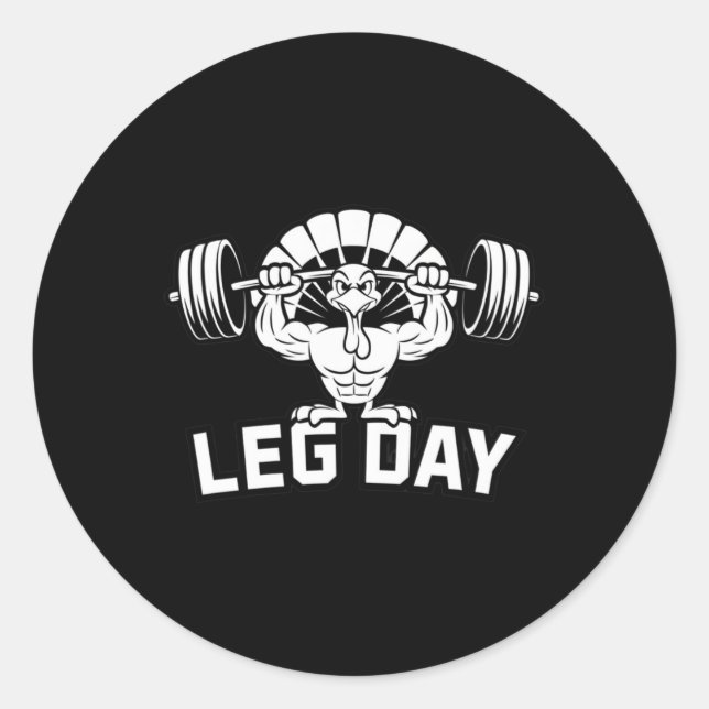 Pegatina Redonda Funny Leg Day Thanksgiving Turkey Deadlifting Dead (Anverso)