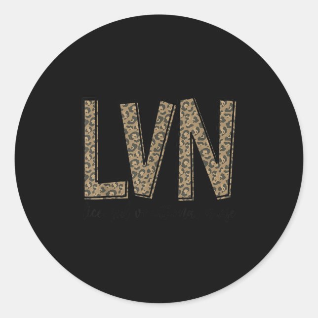 Pegatina Redonda Funny Leopard Lvn Happy Licensed Vocational Nurse  (Anverso)