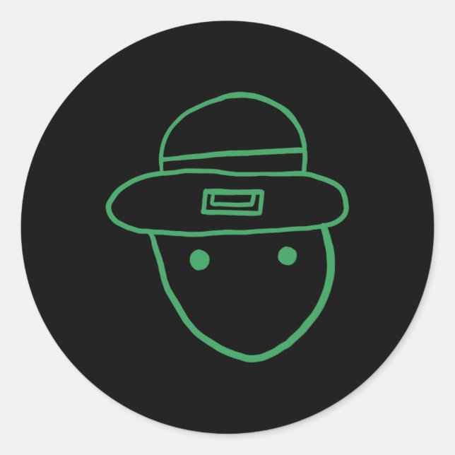 Pegatina Redonda Funny Leprechaun Amateur Sketch Meme Irish St Patr (Anverso)