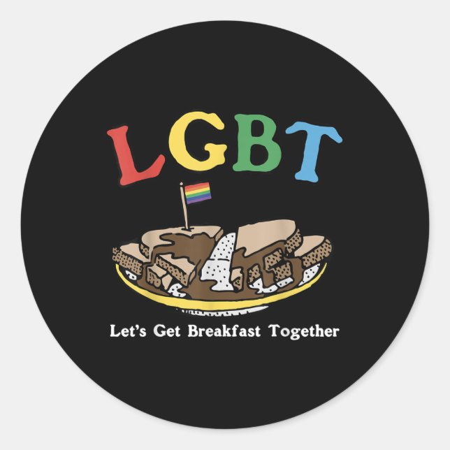 Pegatina Redonda Funny Lgbt Lets Get Breakfast Together _18  (Anverso)
