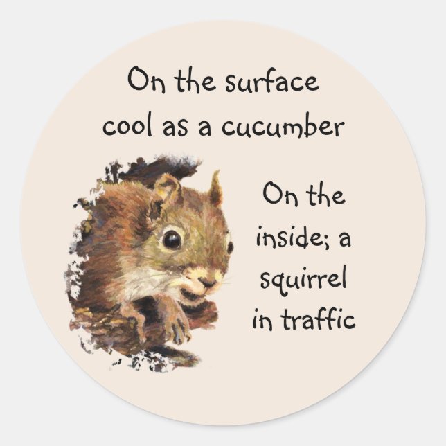 Pegatina Redonda Funny Life Quote Surface Guay Inside Squirrel (Anverso)
