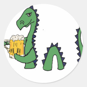 Pegatina Redonda Funny Loch Ness Monster Beer Beer Personalizado