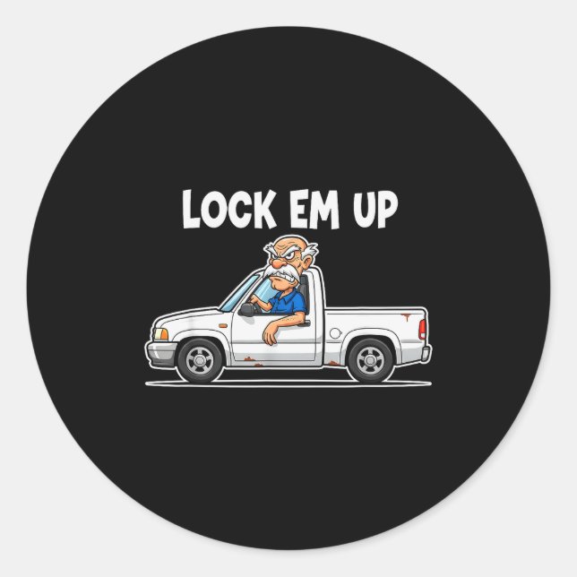 Pegatina Redonda Funny Lock Em Up Private Property  (Anverso)