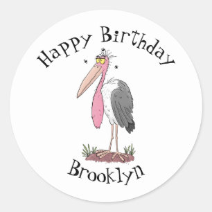 Pegatina Redonda Funny marabou stork personalizado