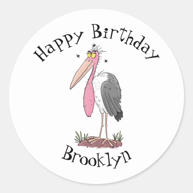 Pegatina Redonda Funny marabou stork personalizado (Anverso)