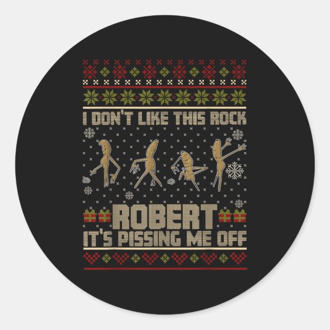 Pegatina Redonda Funny Marcus The Worm I Don't Like This Rock Ugly  (Anverso)