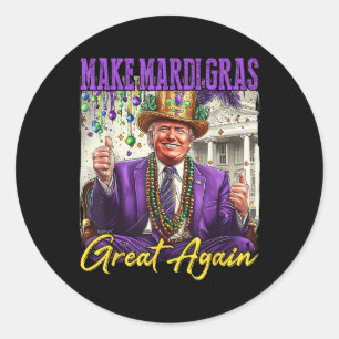 Pegatina Redonda Funny Mardi Gras Donald Trump Mardi Gras Estadouni
