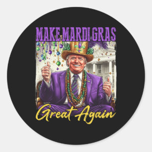 Pegatina Redonda Funny Mardi Gras Donald Trump Mardi Gras Estadouni