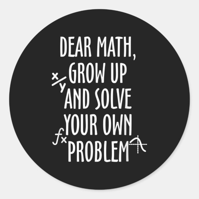 Pegatina Redonda Funny Math Quote For Girls Boys Teens Men Women De (Anverso)