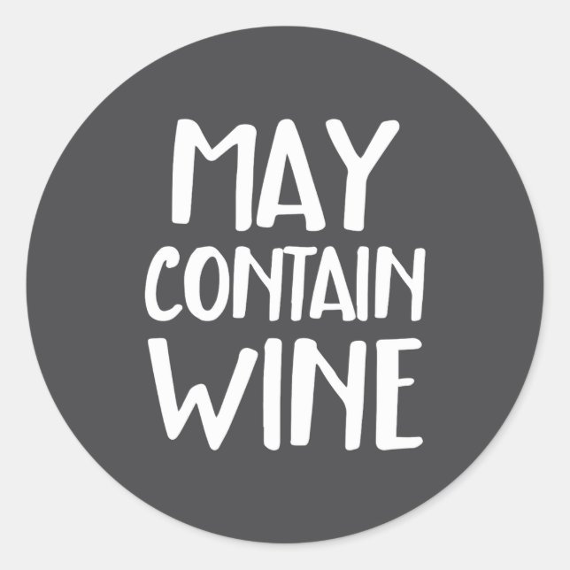 Pegatina Redonda Funny May Contain Wine  (Anverso)