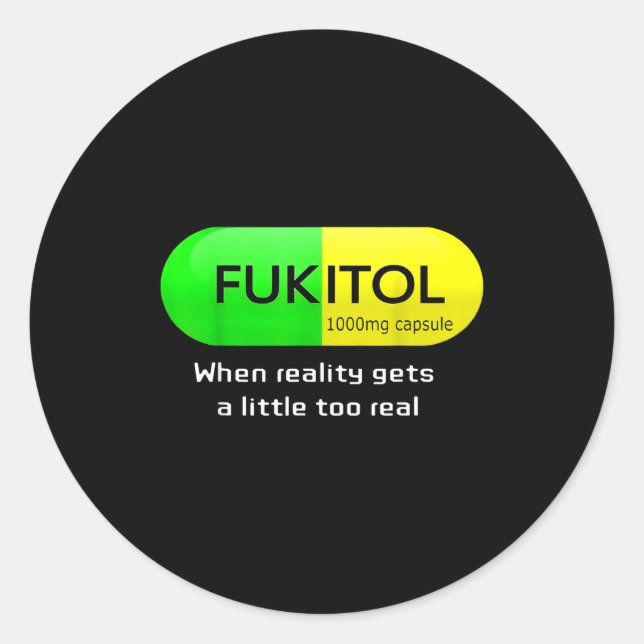 Pegatina Redonda Funny Medication Gooditol Capsule Pharmacy Humor  (Anverso)