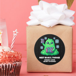 Pegatina Redonda Funny Meet Blob S. Torage Binary Background