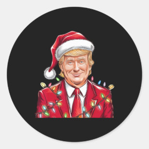Pegatina Redonda Funny Mega Santa Hat Navidades de Donald Trump