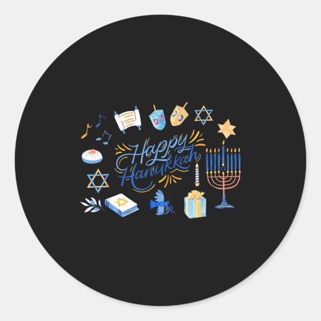 Pegatina Redonda Funny Menorah Hanukkah 2025 Meowzel Chanukah Jewis (Anverso)