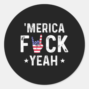 Pegatina Redonda Funny Merica Sí 4 De Julio