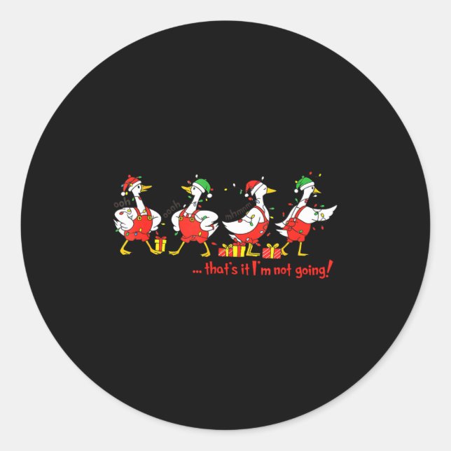 Pegatina Redonda Funny Merry Duckmas Quackmas Pajama Duck Christmas (Anverso)