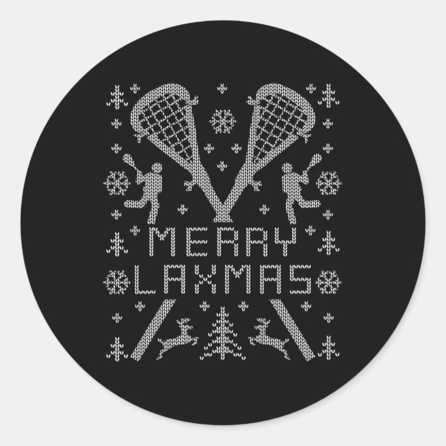 Pegatina Redonda Funny Merry Laxmas Navidades feos Sweater Design L (Anverso)