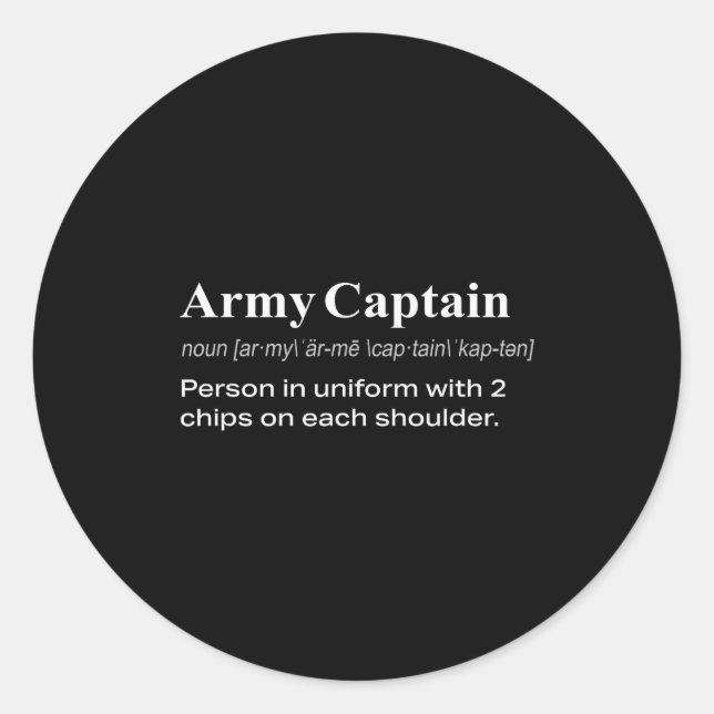Pegatina Redonda Funny Military Army Captain Definition Gift  (Anverso)