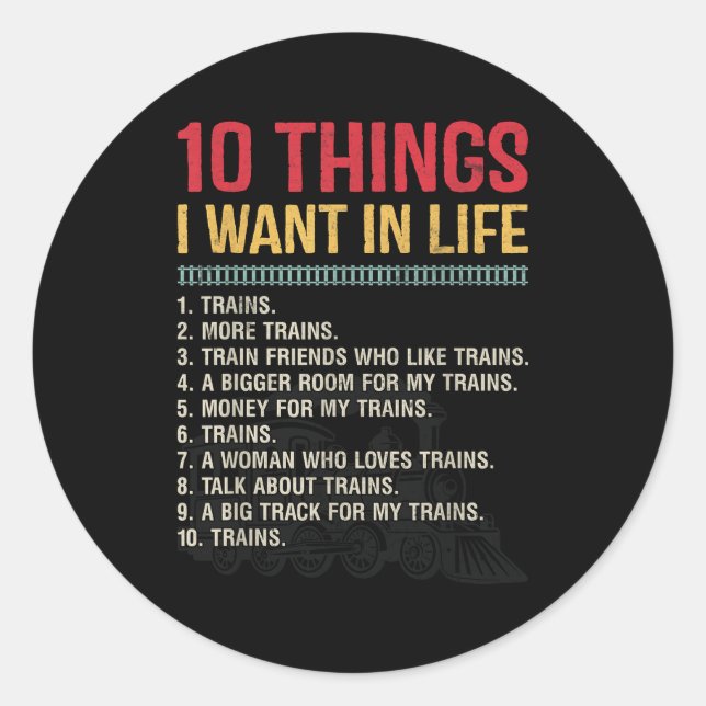 Pegatina Redonda Funny Model Railroad Conductor Train Lover Locomot (Anverso)