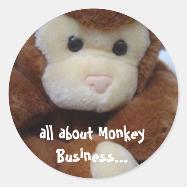 Pegatina Redonda Funny Monkey Business (Anverso)