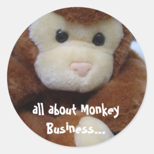 Pegatina Redonda Funny Monkey Business