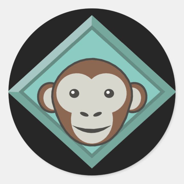 Pegatina Redonda Funny Monkey Pegatinas (Anverso)