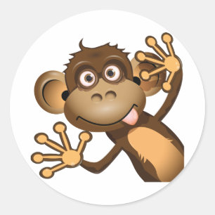 Pegatina Redonda Funny Monkey Pegatinas