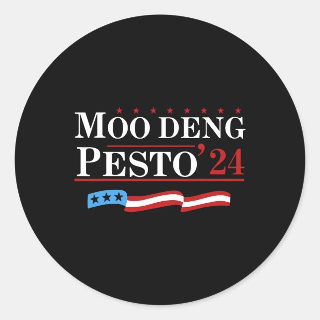 Pegatina Redonda Funny Moo Deng Pesto 24 Penguin Ba (Anverso)
