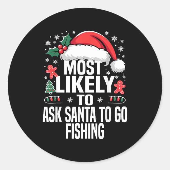 Pegatina Redonda Funny Most Likely To Christmas Family Pajama Match (Anverso)