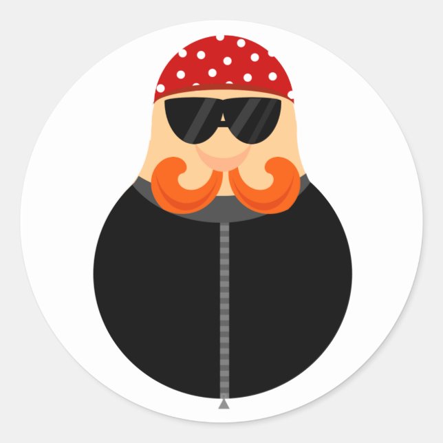 Pegatina Redonda Funny Motorcycle Biker (Anverso)