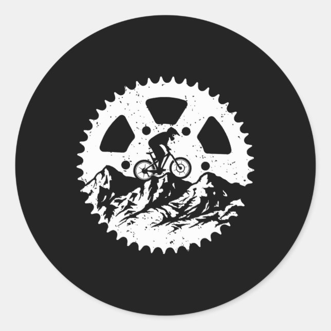 Pegatina Redonda Funny Mountain Biking Art For Men Women Mtb Mounta (Anverso)