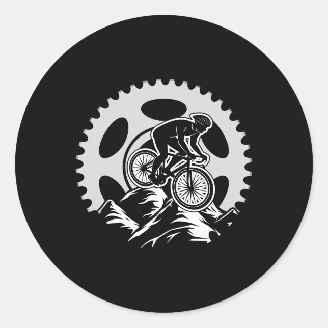 Pegatina Redonda Funny Mountain Biking Art For Men Women Mtb Mounta (Anverso)