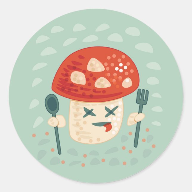 Pegatina Redonda Funny Mushroom Character Guay (Anverso)