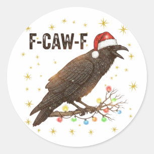 Pegatina Redonda Funny Navidades Crow Raven F-CAW- F