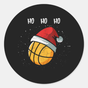 Pegatina Redonda Funny Navidades de baloncesto Santa Hat Basketball