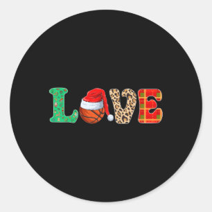 Pegatina Redonda Funny Navidades de baloncesto Santa Hat Basketball