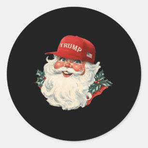 Pegatina Redonda Funny Navidades de Donald Trump en Santa Claus fer