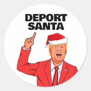 Pegatina Redonda Funny Navidades de Trump deportan a Santa María