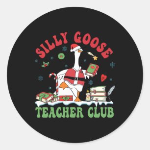 Pegatina Redonda Funny Navidades Santa Silly Goose Teachclub Ani