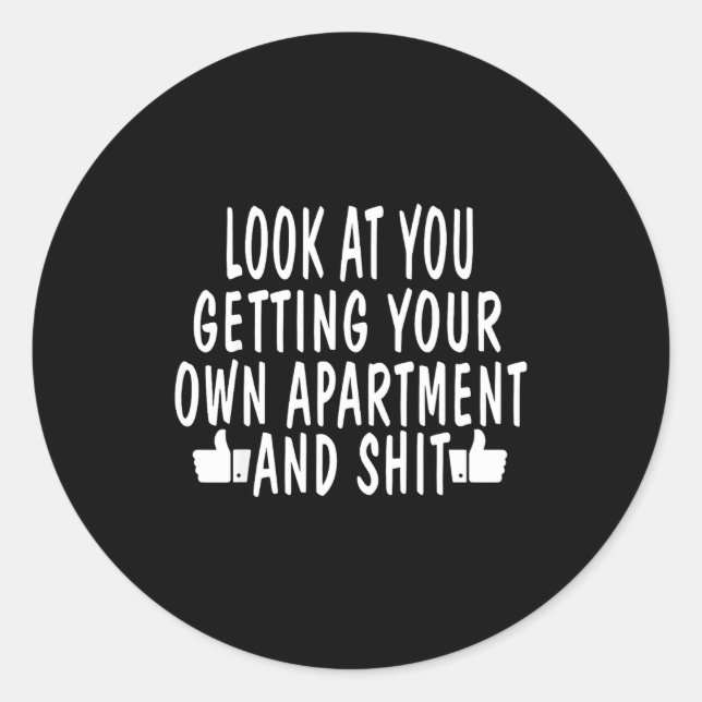 Pegatina Redonda Funny New Apartment House Warming Gift  (Anverso)