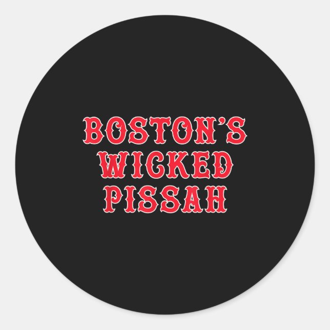 Pegatina Redonda Funny New England Boston's Wicked Ah  (Anverso)